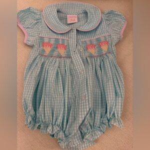 Stitchy Fish - Blue Gingham Bubble with Ice Cream Embroidery